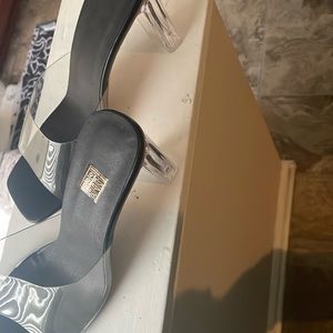 Clear black heels